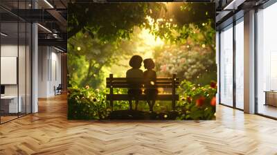 Eternal Bond: A Serene Moment Between Kindred Spirits in a Sunlit Park Wall mural