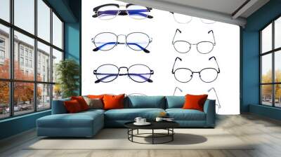 blue eye glasses lsolated on white  Wall mural