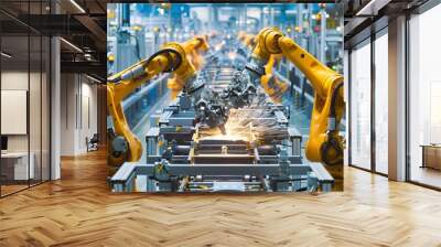 AI in Manufacturing An advanced manufacturing plant Wall mural