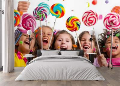 Lollipop Party Capture a group of friends or children. Wall mural