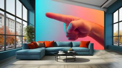 Pointing Finger: A hand pointing directly at the viewer with a gradient background.
 Wall mural