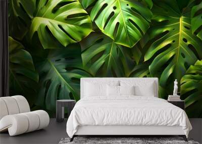 Tropical Leaves: A background with large tropical leaves and vibrant green hues, ideal for summery or exotic-themed products.
 Wall mural