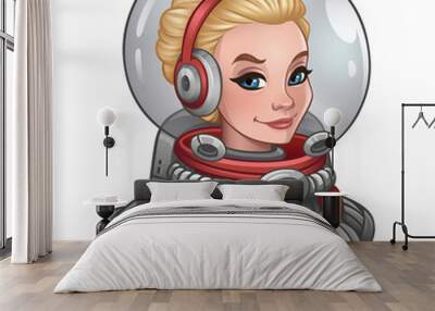 Girl astronaut for space slot game. Vector illustration Wall mural