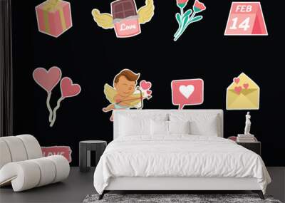 Cute Valentine Journal Sticker Sticker Wall mural