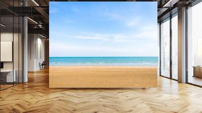 Abstract beach background. Yellow sand, blue sky and calm tropical beach landscape.Exotic nature concept.Location Satheep Thailand Wall mural