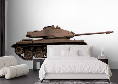 Battle Tank isolated on white background Wall mural