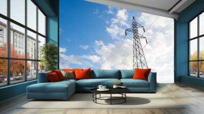 High voltage pole and powerlines Wall mural