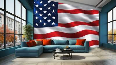 An American flag wallpaper showing large American flag with stars and stripes Wall mural