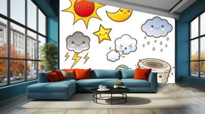 vector illustration of cartoon weather set Wall mural