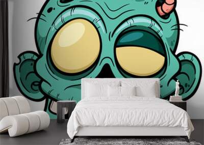 Vector illustration of Cartoon Zombie face Wall mural