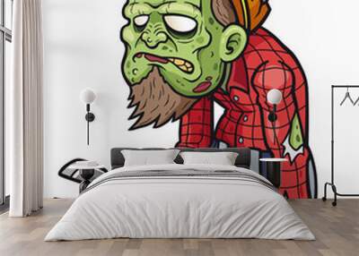 Vector illustration of Cartoon zombie mechanic Wall mural