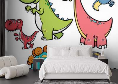 vector illustration of dinosaurs cartoon characters Wall mural