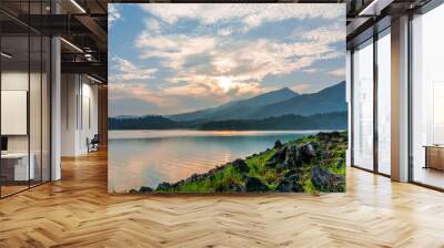 Kerala best Tourist place Wayanad nature beauty of Banasura Sagar Dam beautiful sunset view Wall mural