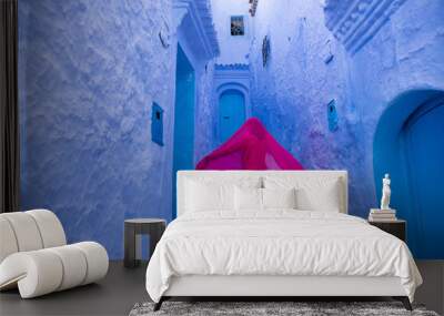 Traditional moroccan architectural details in Chefchaouen, Morocco, Africa Wall mural