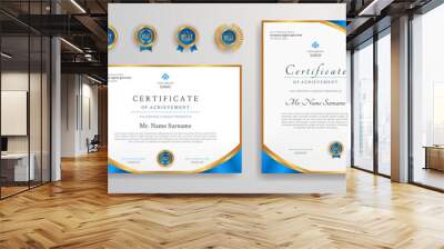 diploma certificate border template with luxury color and badges Wall mural