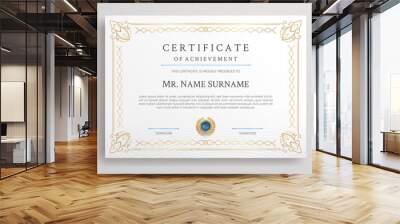 Golden diploma certificate for award, business, and education document printing Wall mural