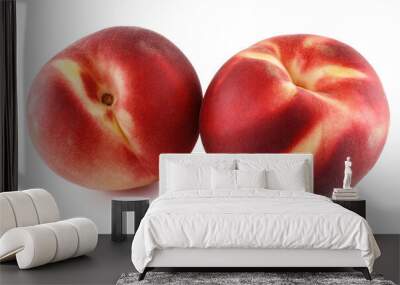 Ripe peach fruit isolated on white background cutout Wall mural