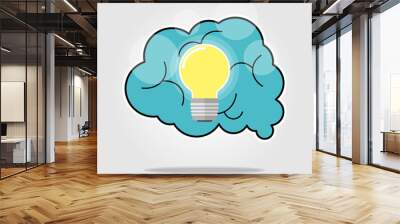 lightbulb brain idea vector Wall mural