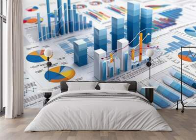 Vector illustration of business data graph analysis on white Background. Wall mural