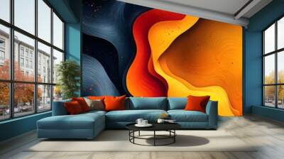 Vibrant retro abstract background with wavy patterns and bold colors, perfect for visual enhancements. Wall mural