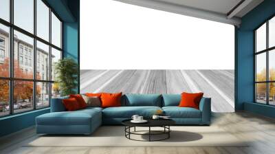 Wood table or wood floor on white background. Wall mural