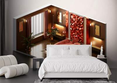 Isometric view bed room modern luxury style open inside interior architecture, 3d rendering digital art. Wall mural