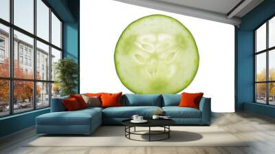 sliced cucumber isolated on white background Wall mural