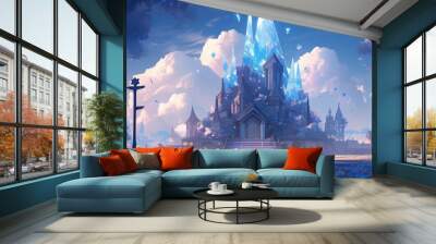 Fantasy crystal land in digital art painting illustration style  Wall mural