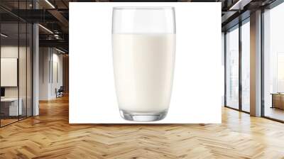 Glass of milk isolated on transparent background. Generative AI. Wall mural