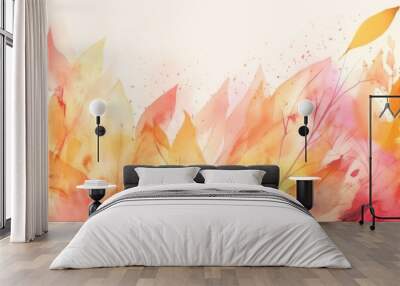 Hand drawn watercolor. Beautiful yellow orange pink watercolour,watercolor wallpaper background. Generative AI. Wall mural