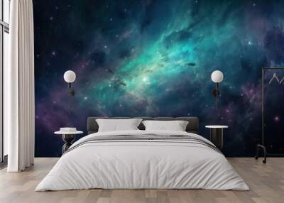 Universe galaxy in blue and purple tones  Wall mural