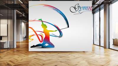 Visual drawing of beautiful gymnastic sport of front view, healthy lifestyle and sport concepts,abstract soccer game colorful vector illustration, set 8 of 20 Wall mural