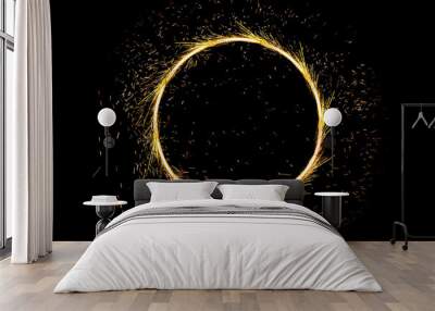 circle light frame on black background Wall mural