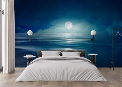 full moon in the sea at night Wall mural