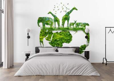 wildlife silhouette on earth wildlife conservation concept Wall mural