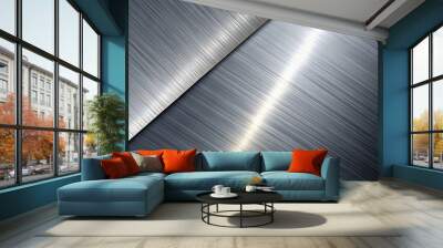 abstract background with silver metallic texture at angled perspective Wall mural