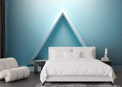 abstract light white and light blue triangle with linear pattern and shape Long Shot Wall mural