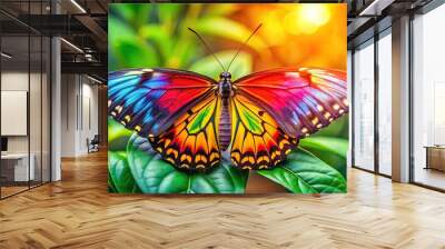 Aerial vibrant butterfly nature wallpaper Wall mural