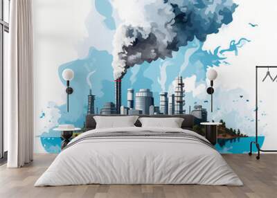 Industrial factories have polluted smokestacks environmental protection concept, created with ai tool  Wall mural