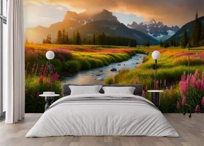 sunrise in the mountains Wall mural