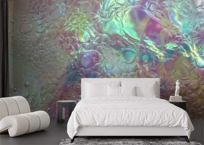 Multicolor Water Oil Mixed Droplets 2 Wall mural