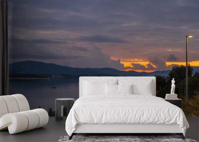 Sunset over the peninsula Peljesac 1 Wall mural