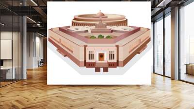 New Indian parliament building with old parliament vector illustration Wall mural