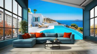 Seaside Serenity: Your Ultimate Summer Escape at the Versatile Mediterranean Pool House Wall mural