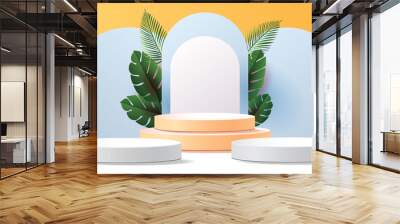 podium minimal mockup modern backgrounds stand display studio tropical  Wall mural