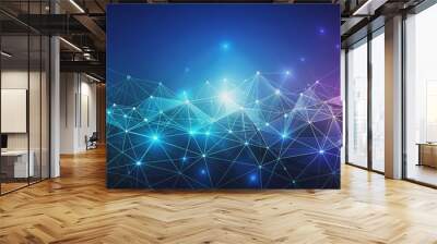 Abstract geometric background with plexus mesh design , network, technology, digital, connection, abstract, futuristic, grid Wall mural