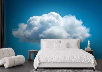 Beautiful fluffy cloud on a blue background, sky, nature, fluffy, cloudscape, tranquil, peaceful, serene, fresh, clear, atmosphere Wall mural