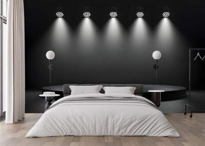 Black Stage Podium with Spotlight Wall mural