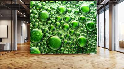 Detailed view of a green object covered in bubbles suitable for use as an or graphic element, green, object, bubbles, detailed Wall mural