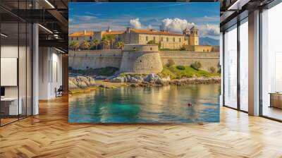 Fort Carr? in Antibes, Southern France, a historical fortress overlooking the Mediterranean Sea Wall mural